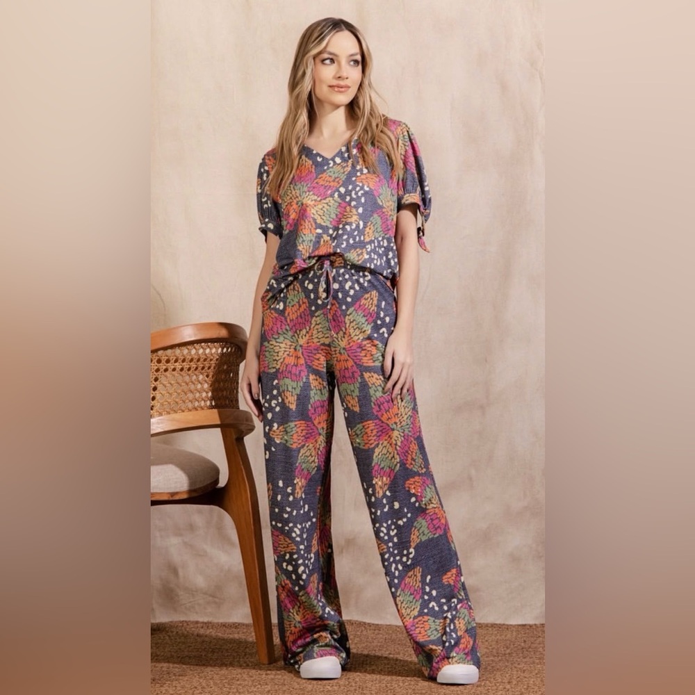 Floral Set Blouse and Wide Leg